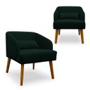 Ver imagem 1 de Kit 02 Poltronas Decorativa Virgínia Veludo Verde - Montanaris Decor Md Montanaris Decor