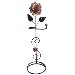 Suporte Porta Papel Higiênico 1 Rolo em Ferro de Chão Artesanal com Rosas:rosa - 1