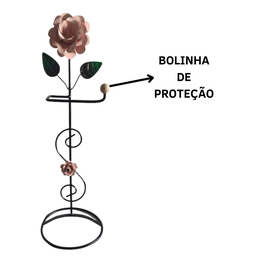 Suporte Porta Papel Higiênico 1 Rolo em Ferro de Chão Artesanal com Rosas:rosa - 3