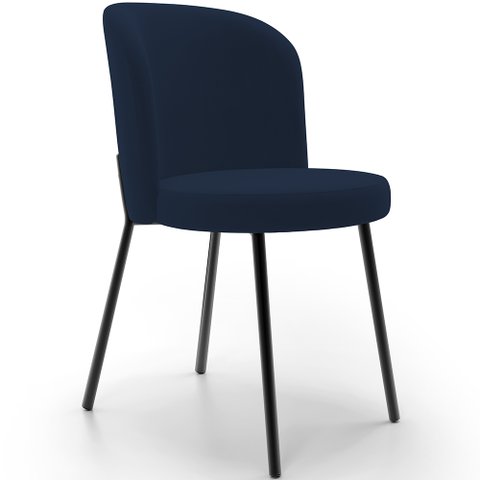 Cadeira para Sala de Jantar Cozinha Estofada Gavi L02 Suede Azul Marinho - Lyam Decor