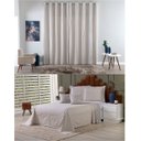 Ver imagem 1 de Kit Colcha Cobre Leito Casal + Cortina 3 Metros Tecido Rústico Topázio 6 Peças:bege Avelã