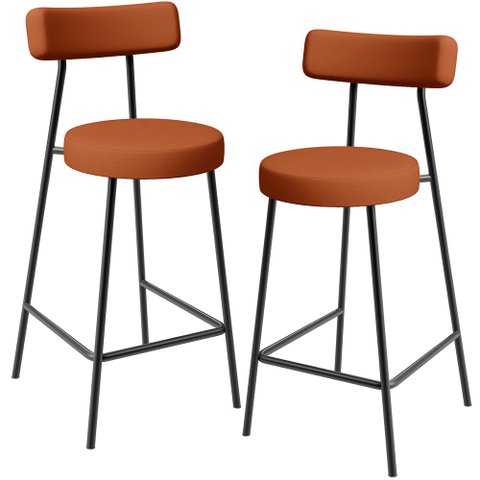 Kit 02 Banquetas Baixa para Cozinha Sala de Jantar Bancada Milão L02 Tecido Terracota - lyam decor L