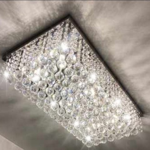 Lustre para Sala de Cristal Legítimo K9 Base Inox 90x30 Cm