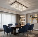Ver imagem 2 de Lustre para Sala de Cristal Legítimo K9 Base Inox 90x30 Cm