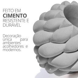 Vaso Decorativo Novelo 13cm em Cimento Artesanal Sala e Cozinha - Cinza - 5