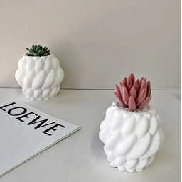 Vaso Decorativo Novelo 13cm em Cimento Artesanal Sala e Cozinha - Cinza - 3