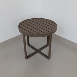 Mesa de Apoio com Tampo de Alumínio Redonda MÓVEIS E LAZER Cappucino - 1