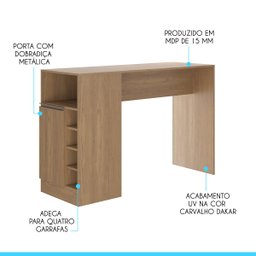 Bancada Ilha Gourmet para Cozinha 136 X 92 Cm Mdp Carvalho 0535 Menu - 3