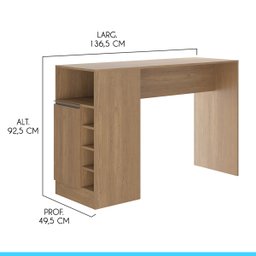 Bancada Ilha Gourmet para Cozinha 136 X 92 Cm Mdp Carvalho 0535 Menu - 4