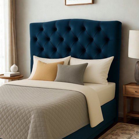 Cabeceira Casal Modelo Esmeralda 140cm Estofada com Capitonê:azul
