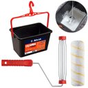 Ver imagem 4 de Bandeja Caçamba Balde para Pintura 10l Plástica com Alça + Suporte Garfo + Rolo de Pintura 23cm Poli