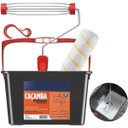 Ver imagem 2 de Bandeja Caçamba Balde para Pintura 10l Plástica com Alça + Suporte Garfo + Rolo de Pintura 23cm Poli