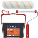 Ver imagem 1 de Bandeja Caçamba Balde para Pintura 10l Plástica com Alça + Suporte Garfo + Rolo de Pintura 23cm Poli