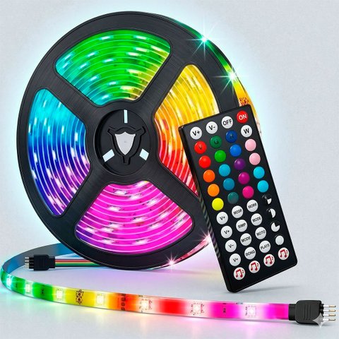 Fita LED RGB TV 3 Metros Sensor de Som Rítmica Controle USB