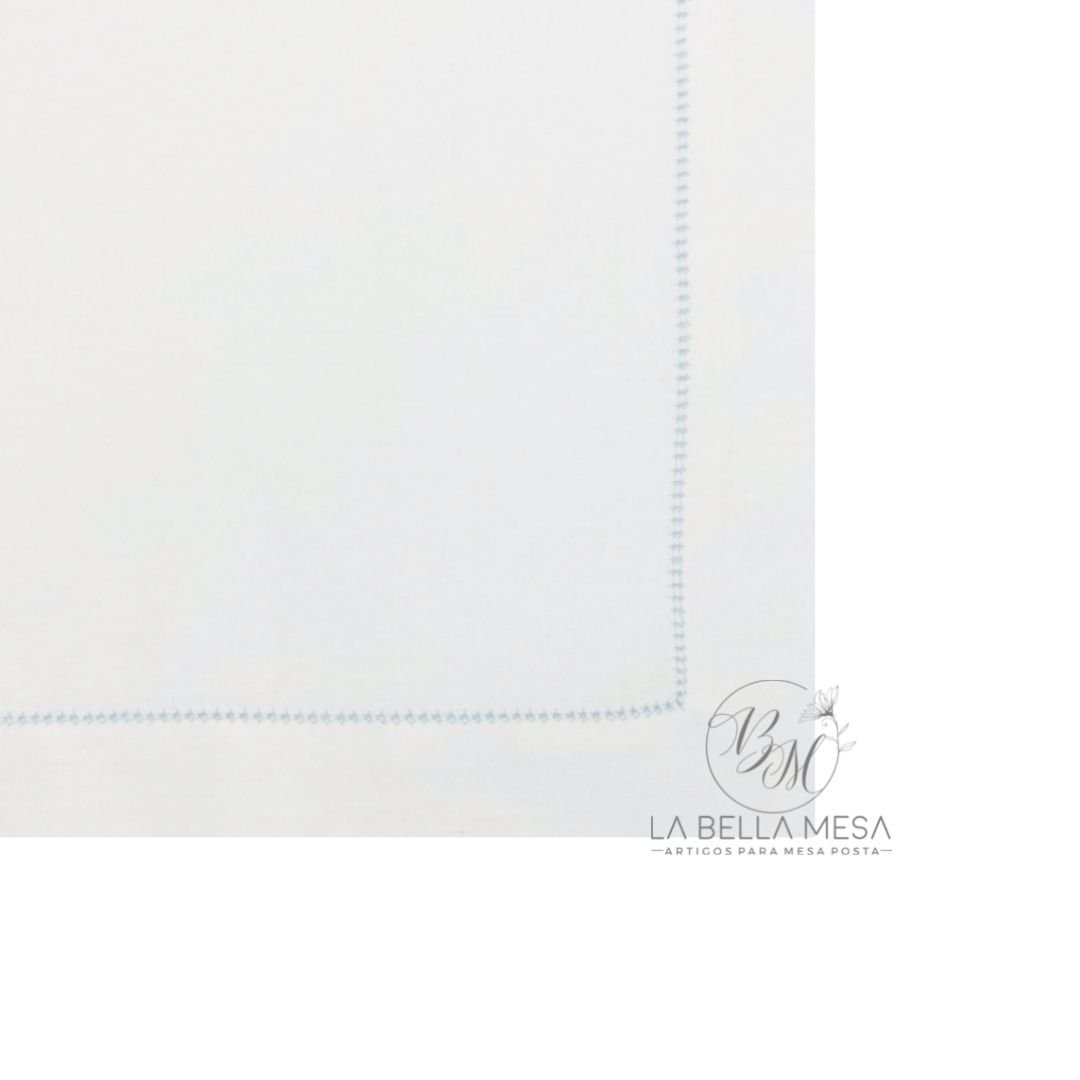 Jogo Americano Linho Branco Ponto Ajour Azul - 35 x 50 cm - 5