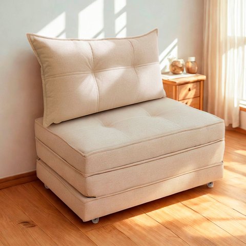 Pufe Cama Dobrável 90cm Solteiro com Almofada