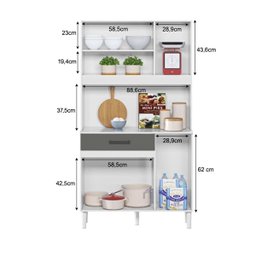 Armario Cozinha 5 Portas e 1 Gaveta Magazine 90 - 3