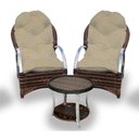 Ver imagem 1 de Conjunto de Poltronas Fibra Sintética Paris Alumínio - 2 Poltronas + 1 Mesa Centro - Tecido Duna Des