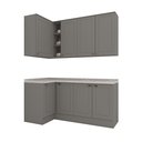 Ver imagem 2 de Lavanderia Modulada 05 Peças 100% MDF com Balcão e Aéreo Canto Reto e Tampo Cinza/Calcare Americana