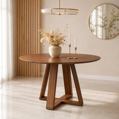Mesa de Jantar Redonda 105 cm para 4 Pessoas Base em X 100% MDF Dalla Costa