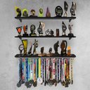 Ver imagem 2 de Prateleira Expositor de Troféus com Suporte para Medalhas Ápice - Dourado/preto