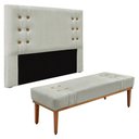 Ver imagem 1 de Kit Cabeceira e Calçadeira Recamier Queen 1,60m Cinza Prata
