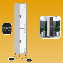 Armário Roupeiro 2 Portas Grandes Cor 182x32,5x36 W3 - 10111 Cor:brança - 2