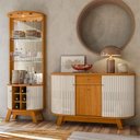 Ver imagem 1 de Aparador para Sala Buffet Ambiente Monza e Cristaleira Marina Cinamomo Off White – Madetec