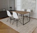 Ver imagem 1 de Mesa Industrial Base Ferro Preto Tampo 137x90 Amendoa 4 Cadeiras Eames Ferro Preto Assento Branco