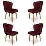 Kit 4 Cadeiras de Jantar Pétala Estofada Pés Palito Veludo Bordô - Montanaris Decor - 1