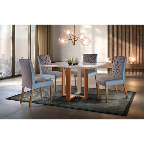 Sala de Jantar Completa com 4 cadeiras 1,20x0,90m - Style - Requinte Salas