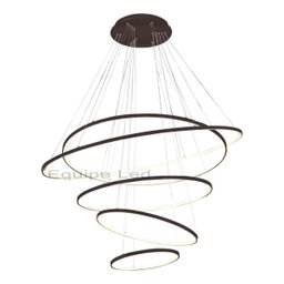 Lustre 5 Aneis 120cm Pendente Moderno Arcos para Pé Direito Duplo Linha Premium - 1