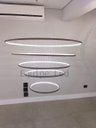 Ver imagem 3 de Lustre 5 Aneis 120cm Pendente Moderno Arcos para Pé Direito Duplo Linha Premium