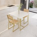 Ver imagem 1 de Conjunto Mesa de Jantar Quadrada Branca 2 Cadeiras Pinus Riviera Industrial Dourado Don Castro Decor