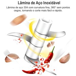 Processador Portátil de Alimentos Rosa 280ml Usb 3 Lâminas - 4