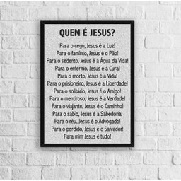 Quadro Decorativo Quem É Jesus 45x34cm:Madeira branca - 2