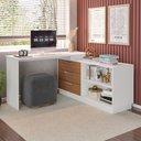 Ver imagem 2 de Mesa Escrivaninha com Cômoda Rocher 3 Gavetas 2 Nichos Branco/freijó - Pnr Móveis