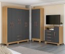Ver imagem 1 de Kit Quarto Guarda Roupa 6 Portas 2 Gavetas, Comoda Sapateira e Armário Multiuso Carvalho Grafite