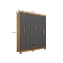 Ver imagem 5 de Kit Quarto Guarda Roupa 6 Portas 2 Gavetas, Comoda Sapateira e Armário Multiuso Carvalho Grafite