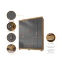 Ver imagem 2 de Kit Quarto Guarda Roupa 6 Portas 2 Gavetas, Comoda Sapateira e Armário Multiuso Carvalho Grafite