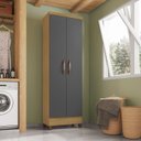 Ver imagem 4 de Kit Guarda Roupa 6p 2g C/ Cômoda Sapateira 1p 4g e Armário Multiuso 2p Carvalho Grafite Clique Chiqu