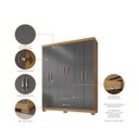 Ver imagem 2 de Kit Quarto Guarda Roupa 6 Portas 2 Gavetas, Comoda Sapateira e Armário Multiuso Carvalho Grafite