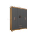 Ver imagem 5 de Kit Quarto Guarda Roupa 6 Portas 2 Gavetas, Comoda Sapateira e Armário Multiuso Carvalho Grafite