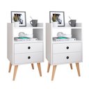 Ver imagem 1 de Jogo 2 Mesa de Cabeceira Kit Mesinha Canto Quarto Lateral Cama 2 Gavetas Organizadoras Retrô Quarto