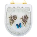 Ver imagem 1 de Assento Sanitario Poliester Decorado Borboleta Azul Carrara para Vaso Deca com Ferragem Dourada