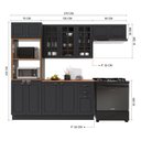 Ver imagem 3 de Cozinha Modulada 4 Peças Torre Quente Balcão com Tampo 2 Aéreos 100% MDF com Vidro e Rodapé Bari