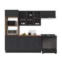 Ver imagem 2 de Cozinha Modulada 4 Peças Torre Quente Balcão com Tampo 2 Aéreos 100% MDF com Vidro e Rodapé Bari