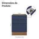 Ver imagem 2 de Balcão de Cozinha 60 cm 3 Gavetas (sem Tampo) Rustic/Azul Vik Madesa