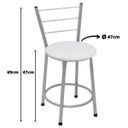 Ver imagem 2 de Kit 3 Banquetas Baixas Prata com Encosto Assento Branco