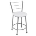 Ver imagem 3 de Kit 3 Banquetas Baixas Prata com Encosto Assento Branco